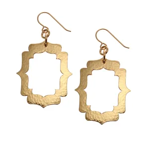 Pierced Hammered Bronze Arabesque Shield Earrings